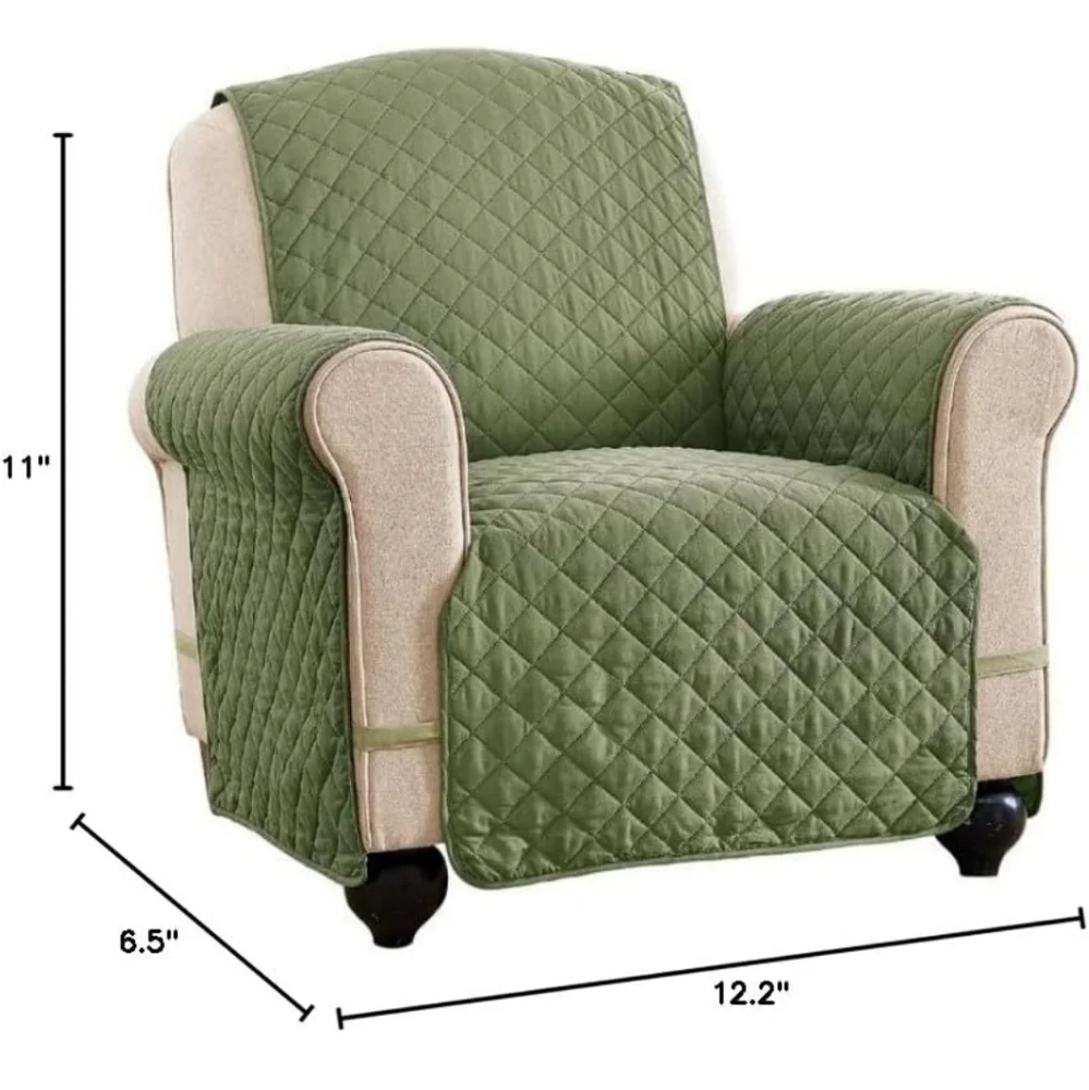 Green Quilted Armchair Cover